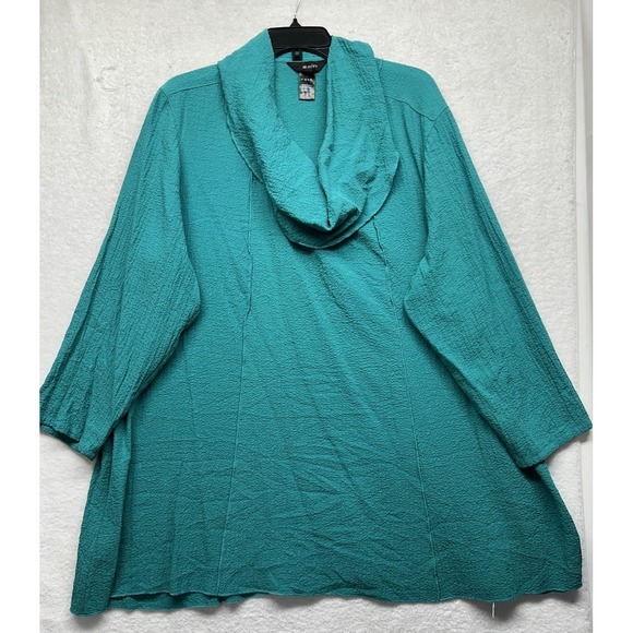 Ali Miles Tops - Ali Miles Womens Size 2X? Teal Green 3/4 Sleeve Cowl Neck Blouse Top (L2)